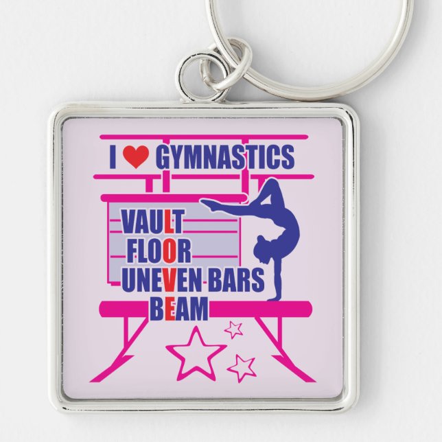 Gymnasts - I Love Gymnastics Key Ring (Front)