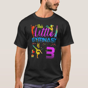 Gymnasts Little 3 Birthday Party Flip Jump Tumble  T-Shirt