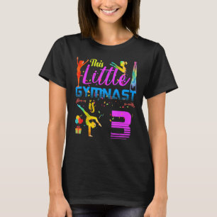 Gymnasts Little 3 Birthday Party Flip Jump Tumble T-Shirt