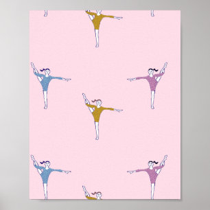 gymnasts on pink poster