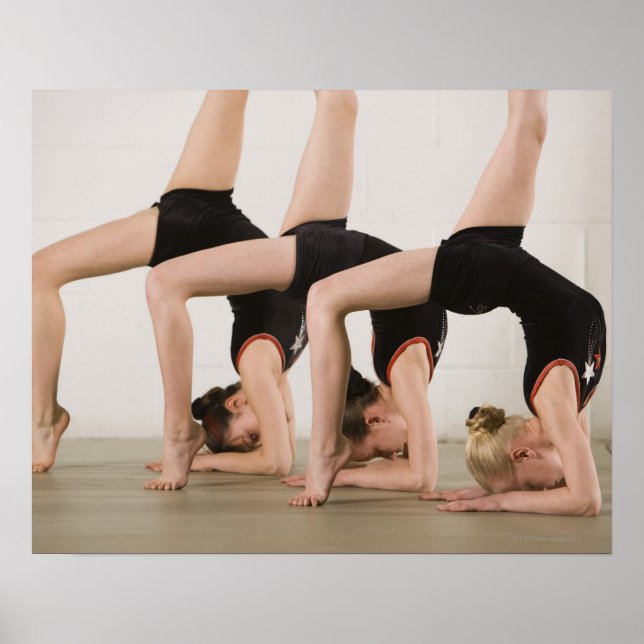 Gymnasts posing upside down poster (Front)