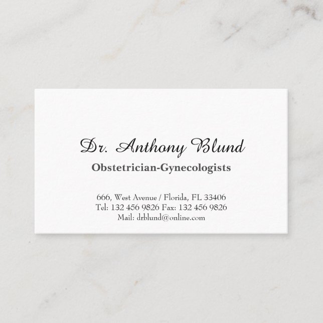 Gynaecologist obstetrician OBGYN doctor Business C Card (Front)