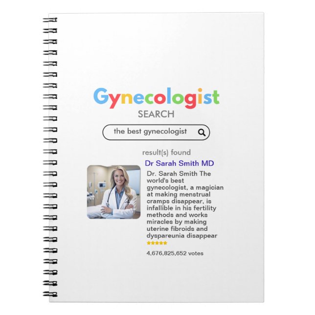 gynecologist BEST search Google INTERNET Notebook (Front)