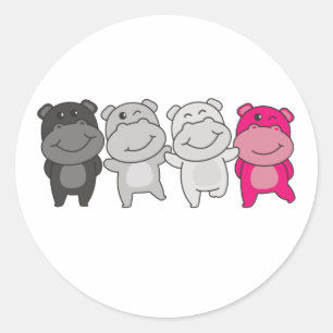 Gynephilia Flag Pride Lgbtq Cute Hippo Classic Rou Round Sticker