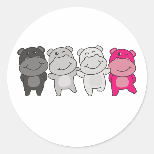 Gynephilia Flag Pride Lgbtq Cute Hippo Classic Rou Round Sticker (Front)