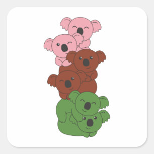 Gynosexual Flag Pride Lgbtq Cute Koala Pile Square Sticker