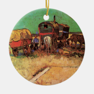 Gypsies with Caravans by Vincent van Gogh Ceramic Tree Decoration