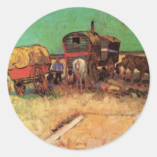 Gypsies with Caravans by Vincent van Gogh Classic Round Sticker
