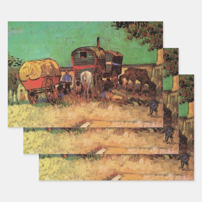 Gypsies with Caravans by Vincent van Gogh Wrapping Paper Sheet (Set)