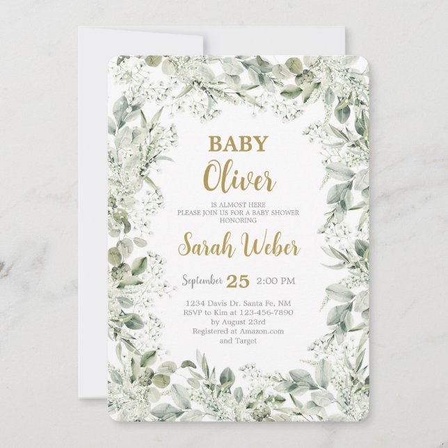 Gypsophila Baby Shower Invitation (Front)