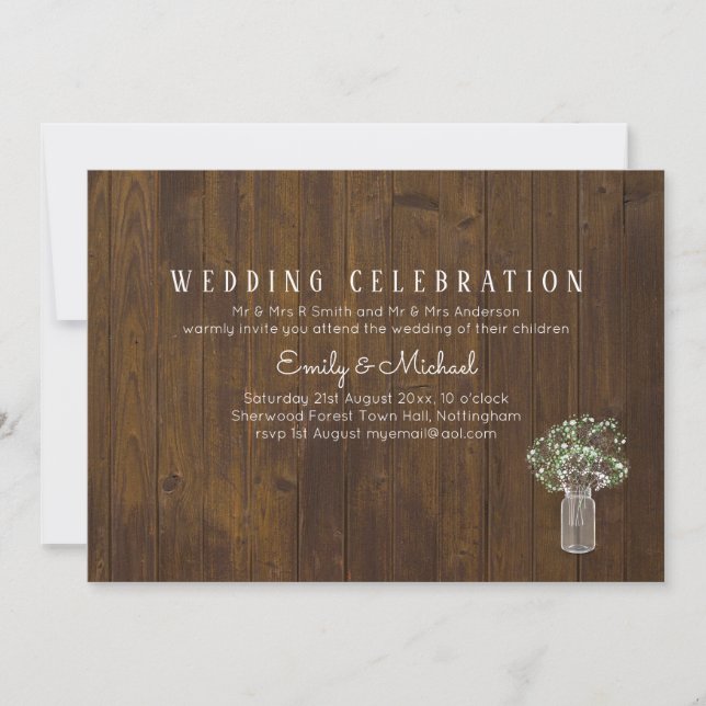 Gypsophila Babys Breath Simple Elegant Wedding Invitation (Front)