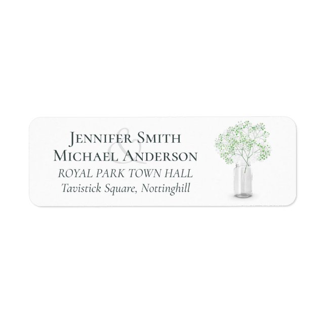 Gypsophila Babys Breath Simple Elegant Wedding Return Address Label (Front)