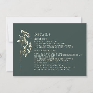 Gypsophila Botanical Emerald Wedding Details Invitation