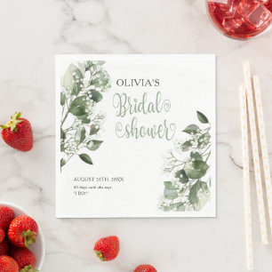 Gypsophila & Eucalyptus Bridal Shower Napkin