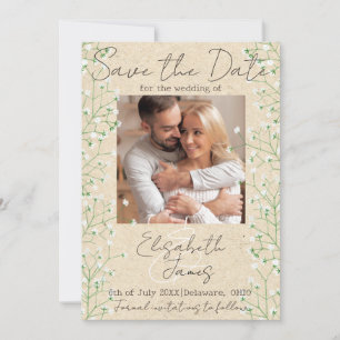 Gypsophila Watercolor Cute Floral Ivory Wedding Save The Date