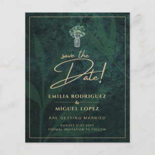 Gypsophila Wedding Emerald Green GOLD SAVE DATE Flyer
