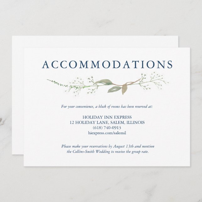 Gypsophila Wreath Wedding Enclosure Invitation (Front/Back)