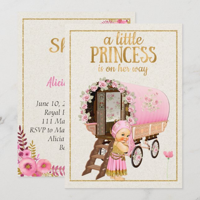 Gypsy Baby Shower Invitation with Gypsy Baby (Front/Back)
