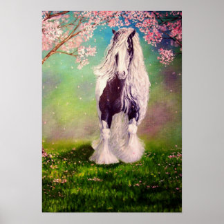 "Gypsy Blossom" Irish Vanner stallion caravan cob Poster