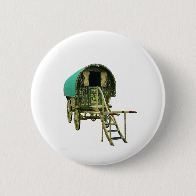Gypsy bowtop caravan 6 cm round badge (Front)