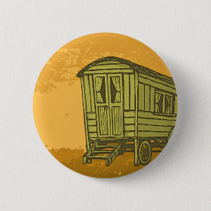 Gypsy caravan wagon 6 cm round badge