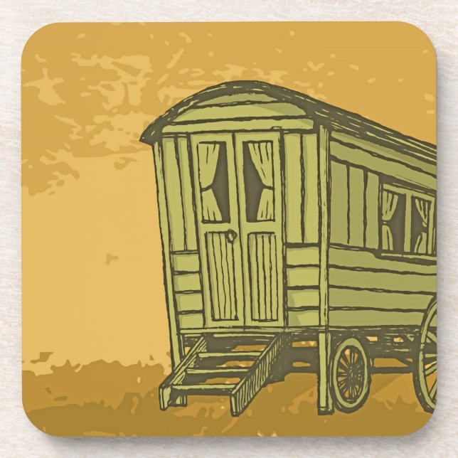 Gypsy caravan wagon coaster (Front)