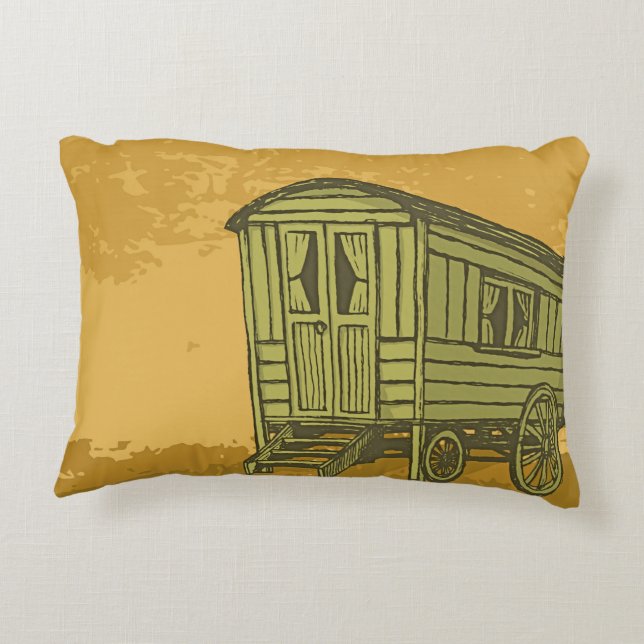 Gypsy caravan wagon decorative cushion (Back)