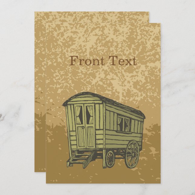 Gypsy caravan wagon invitation (Front/Back)