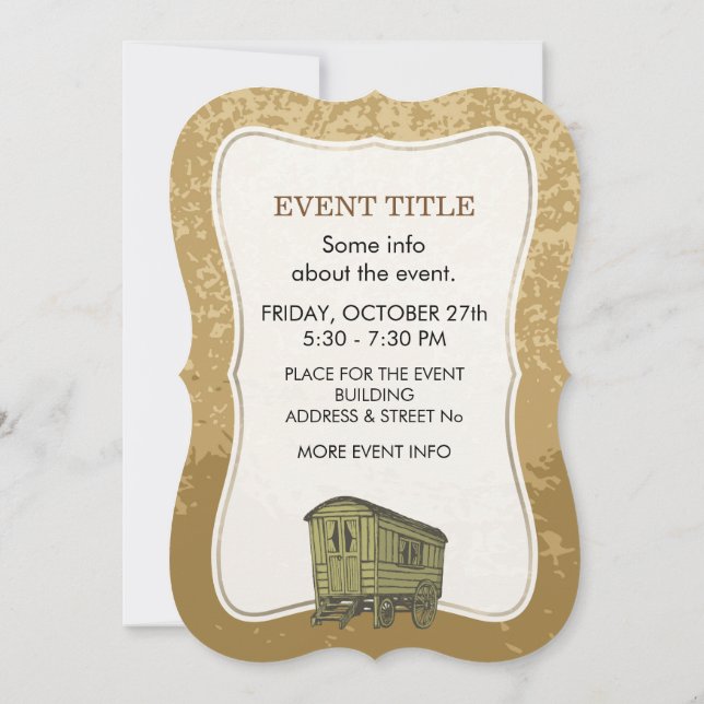 Gypsy caravan wagon invitation (Back)