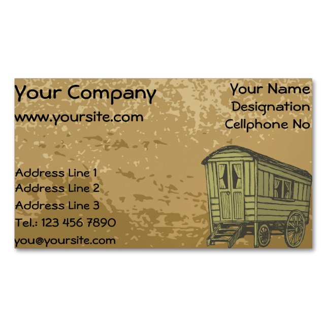 Gypsy caravan wagon 	Magnetic business card (Front)