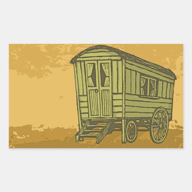 Gypsy caravan wagon rectangular sticker (Front)