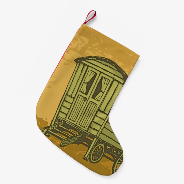 Gypsy caravan wagon small christmas stocking (Front (Hanging))