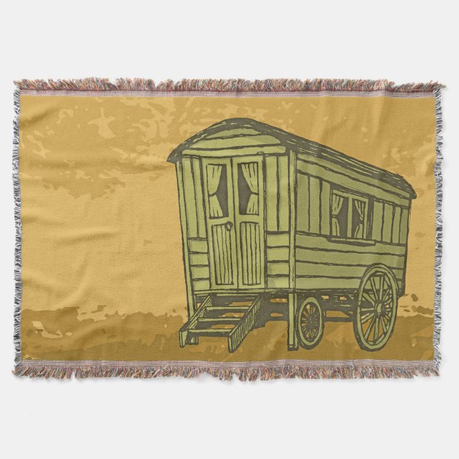 Gypsy caravan wagon throw blanket (Front)
