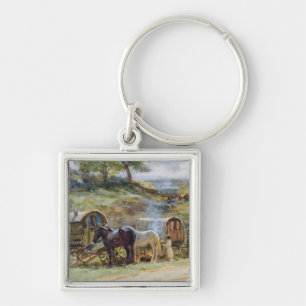 Gypsy Encampment, Appleby, 1919 Key Ring