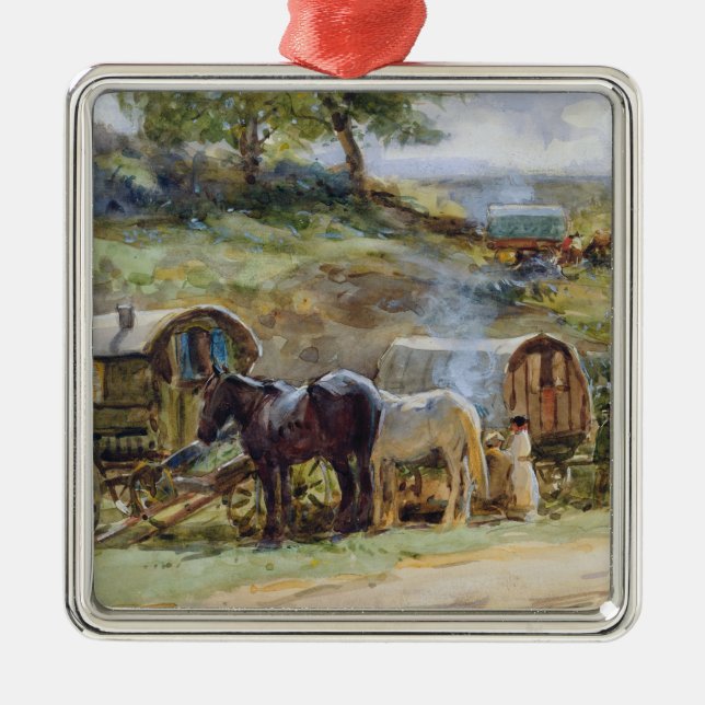 Gypsy Encampment, Appleby, 1919 Metal Tree Decoration (Front)