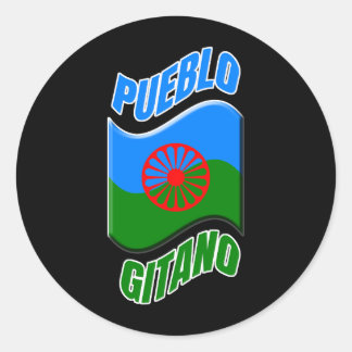 Gypsy flag. Sticking black gypsy flag. Classic Round Sticker