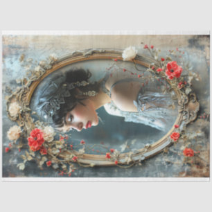 Gypsy Flapper Vintage Style Beauty Portrait Art Tissue Paper
