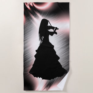 Gypsy Girl Plays Violin Beach Towel