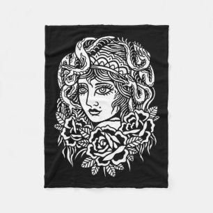 Gypsy Girl Snake American Traditional Tattoo Ink O Fleece Blanket
