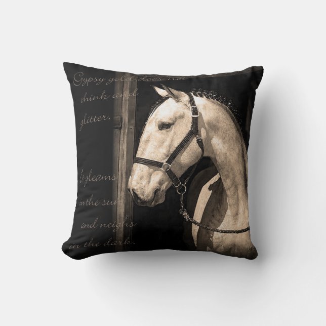 "Gypsy Gold" Equestrian Pillow (Front)