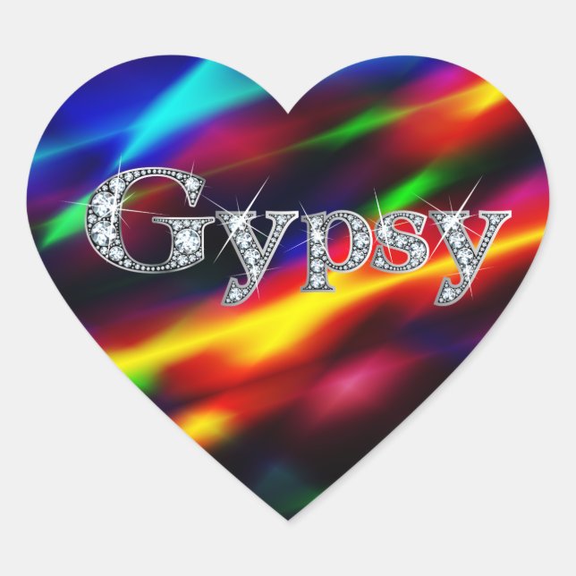 Gypsy in Faux-Diamond Bling Heart Sticker (Front)
