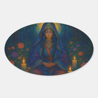 Gypsy in Prayer Oval Sticker
