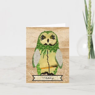 Gypsy Jade Owl Personalised Notecard