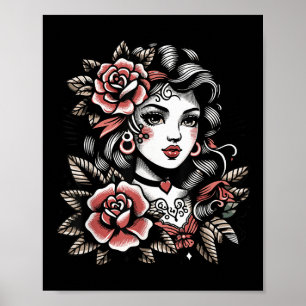 Gypsy Lady _ Tattoo Lovers _ Vintage Boho Style Poster