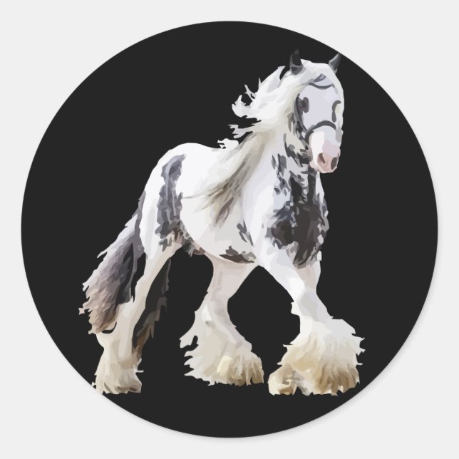 Gypsy Mare Stallion Draught Horse Classic Round Sticker (Front)