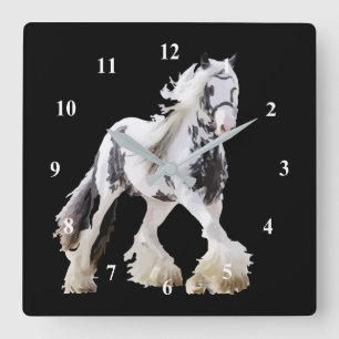 Gypsy Mare Stallion Draught   Horse Square Wall Clock
