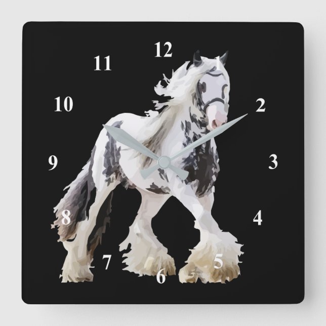 Gypsy Mare Stallion Draught   Horse Square Wall Clock (Front)
