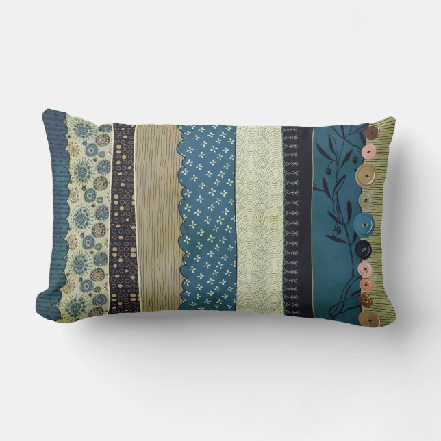 Gypsy MoJo Pillow - Blue and Tan (Front)