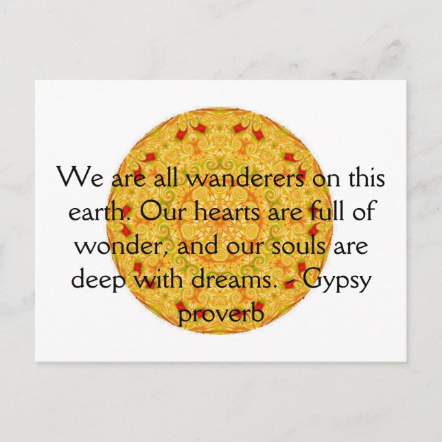 Gypsy Proverb wanderlust travel quote Postcard (Front)