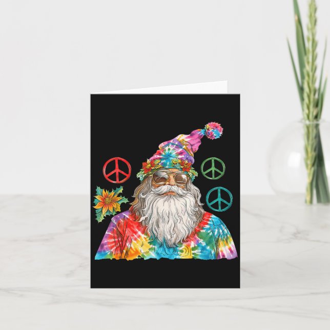 Gypsy Santa Claus Hipe Tie Dye Groovy Christmas  Card (Front)